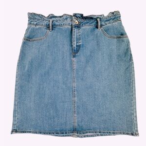 Cato Modest Paperbag Style Denim Skirt Mid Wash